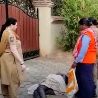 Movie artiste stages semi-nude protest in front of Allu Aravind’s Geetha Arts office