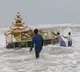 Golden chariot flown to Srikakulam district sea coast