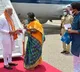 Governor Tamilisai Soundararajan receives PM Modi at Begumpet Airport in Hyderabad,