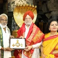union minister hardeep singh puri visits tirumala