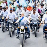 vijay sai reddy spotted on bullet in ysrcp bike rally
