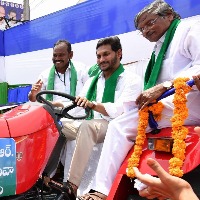 Andhra CM flags off distribution of tractors, harvesters