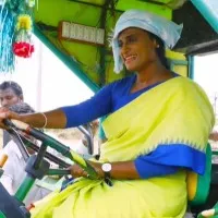 YS Sharmila drives tractor
