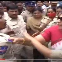 Renuka Chowdary holds SI Collar
