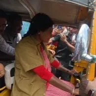 YS Sharmila drives auto