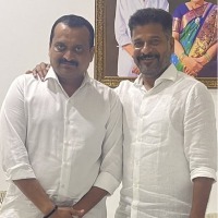 TPCC chief Revanth meets film producer Bandla Ganesh at his house