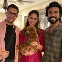 Aamir Khan meets 'RRR' star Ram Charan at his Hyderabad home
