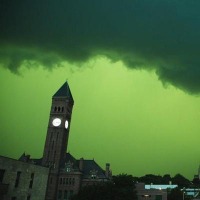 Reminiscent of a Hollywood movie scene, blue sky turns into green in the US
