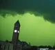 Reminiscent of a Hollywood movie scene, blue sky turns into green in the US
