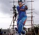 Huge cutout of Dhoni at Nandigama