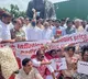 TRS MPs protests  in the Parliament premises over the GST rates increase