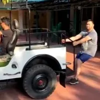 Tejaswi Yadav pull and push jeep to loss weight after PM Modi suggestion
