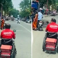 Specially-abled Zomato agent delivering food in wheelchair wins netizens' hearts