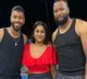 Hardik Pandya meets Kieron Pollard and his family at his residence in West Indies