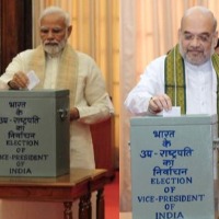 Voting on in Vice-Presidential poll; Modi, Shah, Manmohan Singh cast their votes