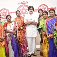 Pawan Kalyan felicitates Janasena Veera Mahila