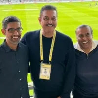 Ravi Shastri Watches Cricket Game With Mukesh Ambani and Sundar Pichai