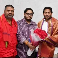 avanthi srinivas met cm ys jagan with his son nandesh