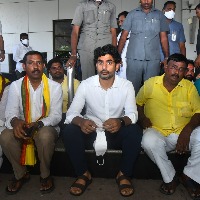 nara lokesh sits at vizag airport