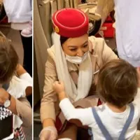 Emirates air hostess welcomes her toddler son onboard video viral