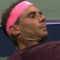 Rafael Nadal accidentally hits himself on the nose by racket