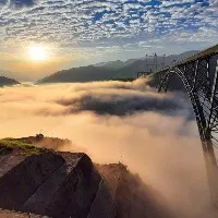 Bridge look alike built on clouds Here are the beautiful pictures of Chenab Bridge