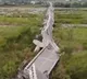 Bridge twisted cracked after earthquake in taiwan