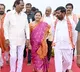 Photos:  CM KCR couple and family members at Yadadri Sri Lakshmi Narasimhaswamy temple