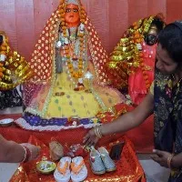 bhopal jiji bai temple durga devi gets slippers and sandals