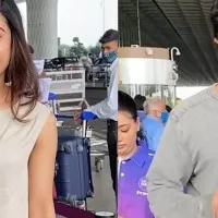 Rashmika Mandanna Vijay Deverakonda are spotted at Mumbai airport leave together for Maldives holiday