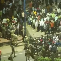 Police lathi charge on Janasainiks