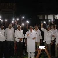 janasena pac chairman nadendla manohar meeting with ippatam villagers in cell phone torch light