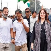 Actor Pooja Bhatt joins Rahul Gandhis Bharat Jodo Yatra in Hyderabad