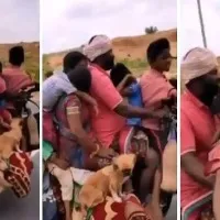 Man drives bike with six passengers and two dogs video shocks netizens