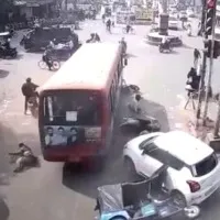 Driver Has Heart Attack Bus Rams Several Vehicles In Madhya Pradesh