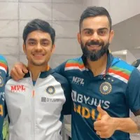 Virat Kohli Ishan Kishan dancing during the light show at Eden