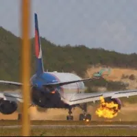 Russian Planes Engine Catches Fire During Takeoff With Over 300 People Onboard