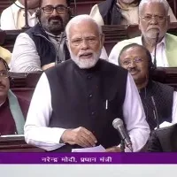 PM Modi targets Congress party in his speech at Rajya Sabha