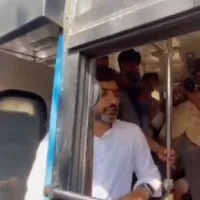 Lokesh get into RTC Bus
