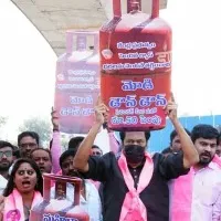 BRS protests over LPG price hike continue for second day