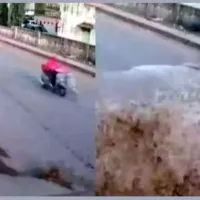 Road cracks open after water pipeline bursts in Maharashtra