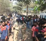 heavy rush at cricket match ticket counters in vizag