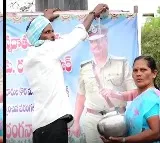 Farmer Couple Doing Palabhishekam For Warangal Cp Ranganath flex