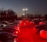 Tesla cars lighting show for Naatu Naatu song