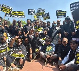 Congress-led oppn members protest outside Parliament, seek probe in Adani matter