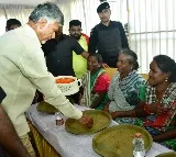 Chandrababu serves lunch to people in his birthday celebrations