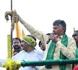Chadrababu visits damaged fields in Eluru district