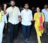 Tejaswini and Bharat joins Lokesh padayatra in Kodumuru