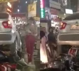 Kanpur woman rams her car into parked scooters and bikes Video viral