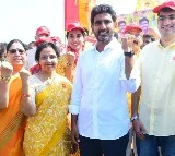 Lokesh's mother joins his padyatra on 100th day